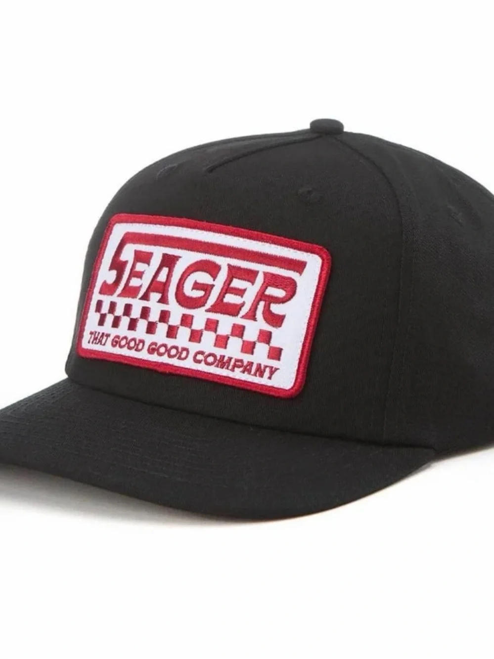 Seager NWT Black Snapback Hat with Red & White Patch Logo